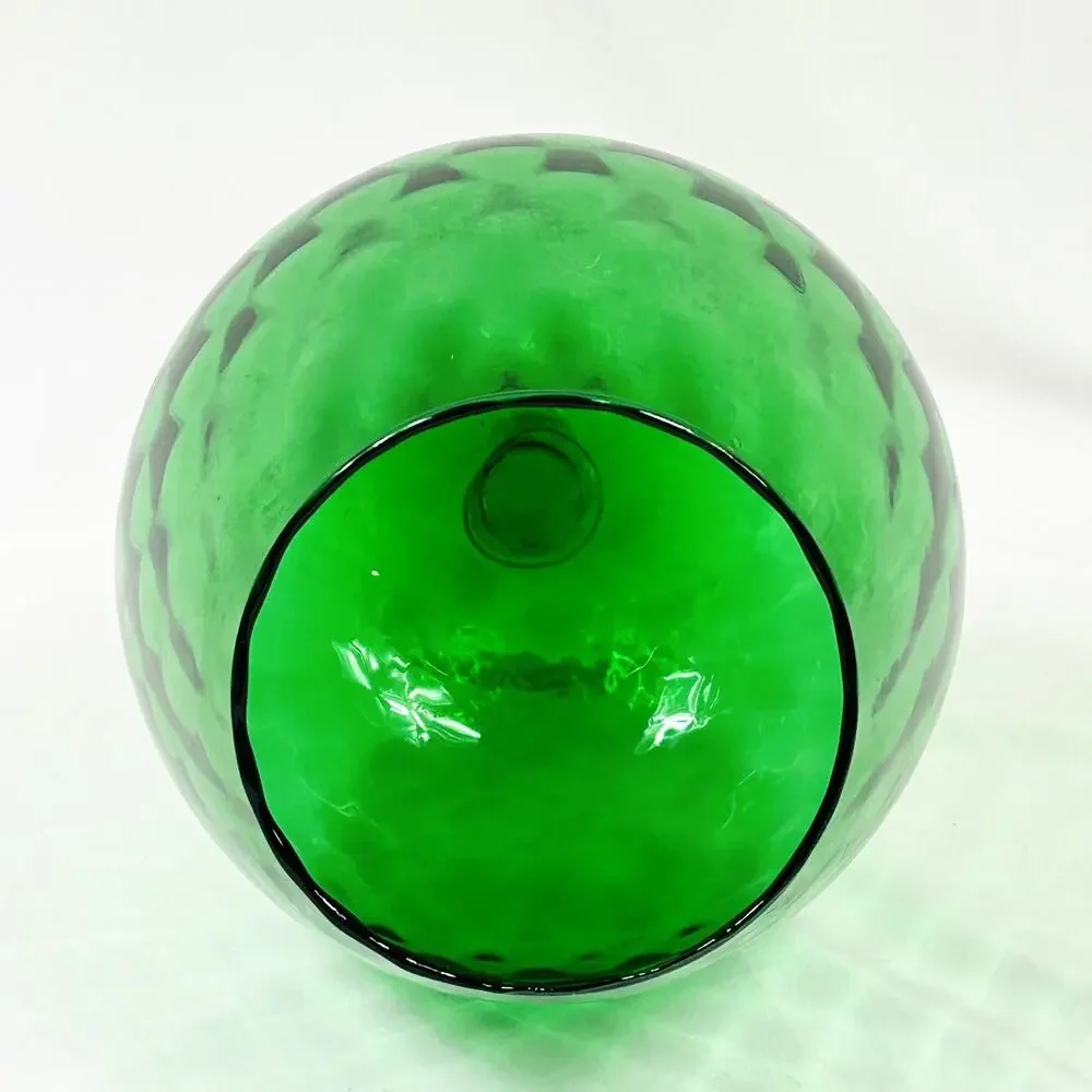 Vtg EMPOLI Italy Green Diamond Optic Glass LARGE 11.5